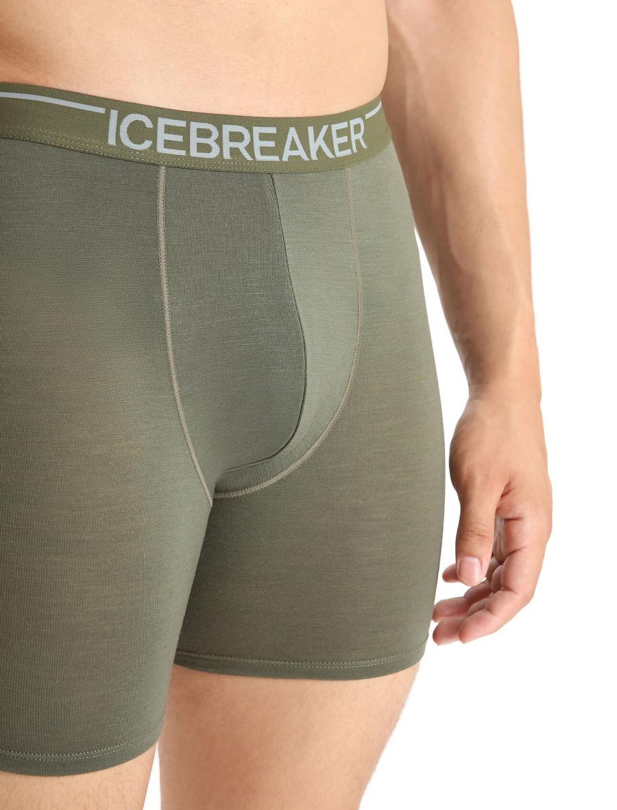 Sous Vêtement Icebreaker Merino Anatomica Long Boxers Homme Vert Olive | FR 1284YXFU